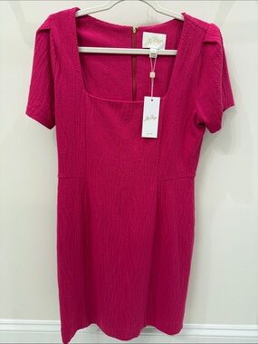 Lilly Pulitzer Bright Fuchsia Square-Neck Mini Dress
